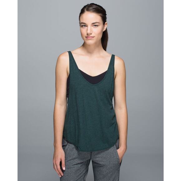Lululemon Twist & Turn Tank Heathered Fuel Green Black Size 4 Bra Tank Gym Yoga - Picture 1 of 7